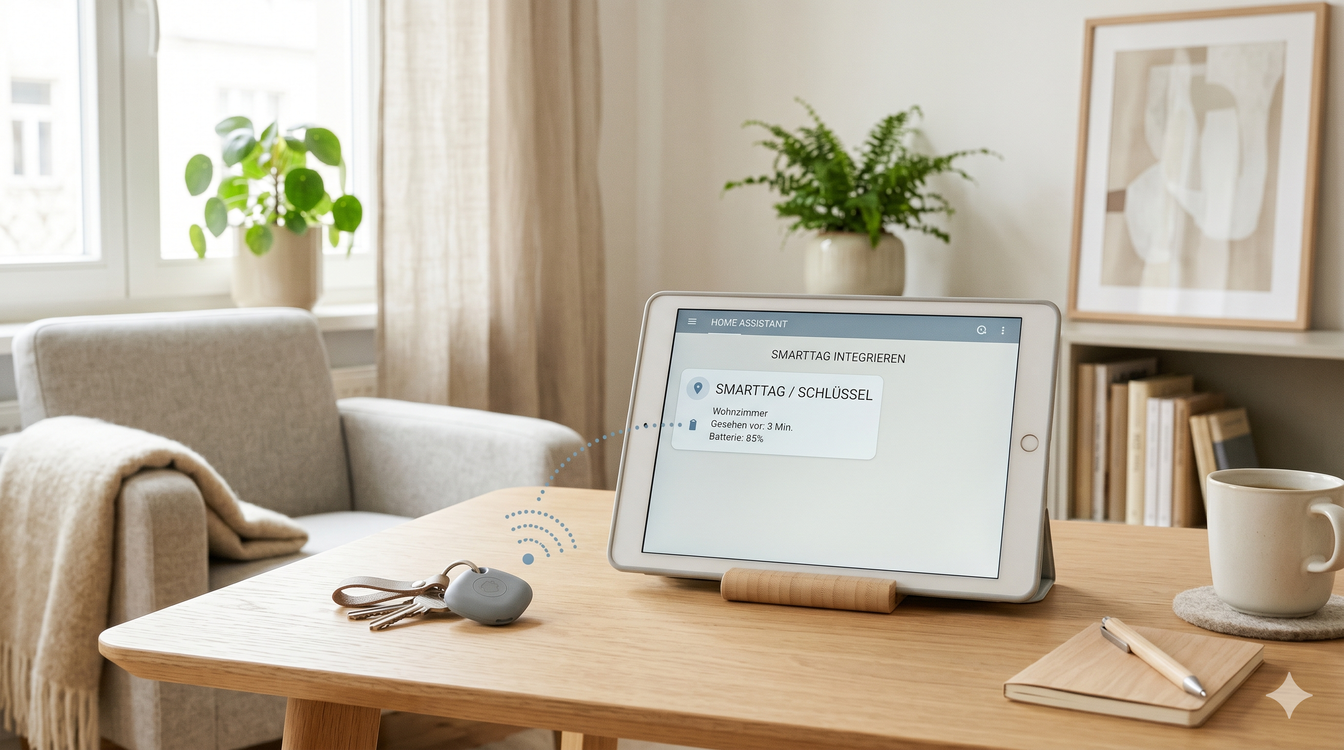 Minimalistisches Wohnzimmer mit sanfter Beleuchtung